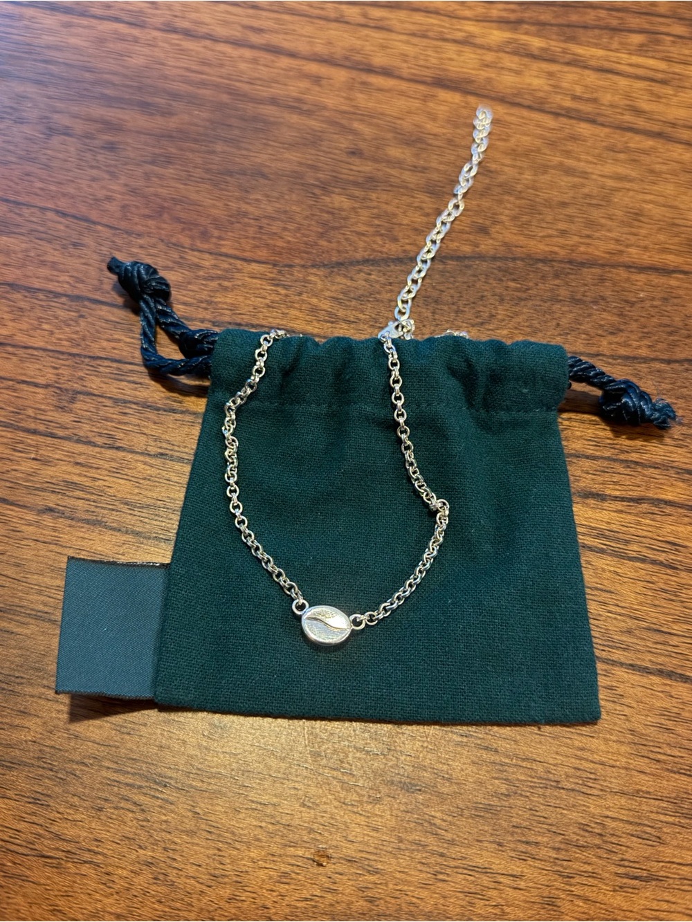Sterling Silver Necklace with Coffee Bean Pendant